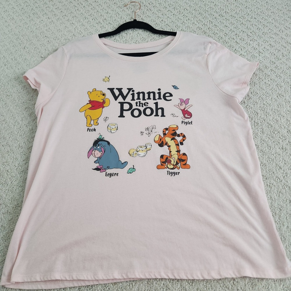 Disney Winnie the Pooh Pink T-Shirt Eeyore Tigger Piglet Short Sleeve size XL - Picture 5 of 6